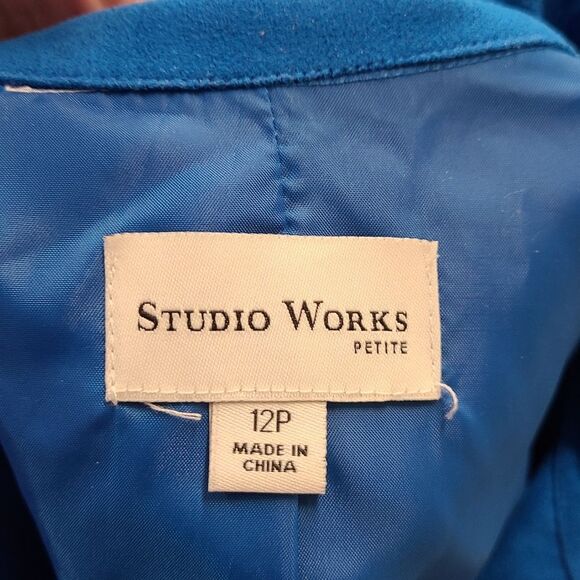 Studio Works Cobalt Blue Faux Suede Jacket 12P - Picture 6 of 8